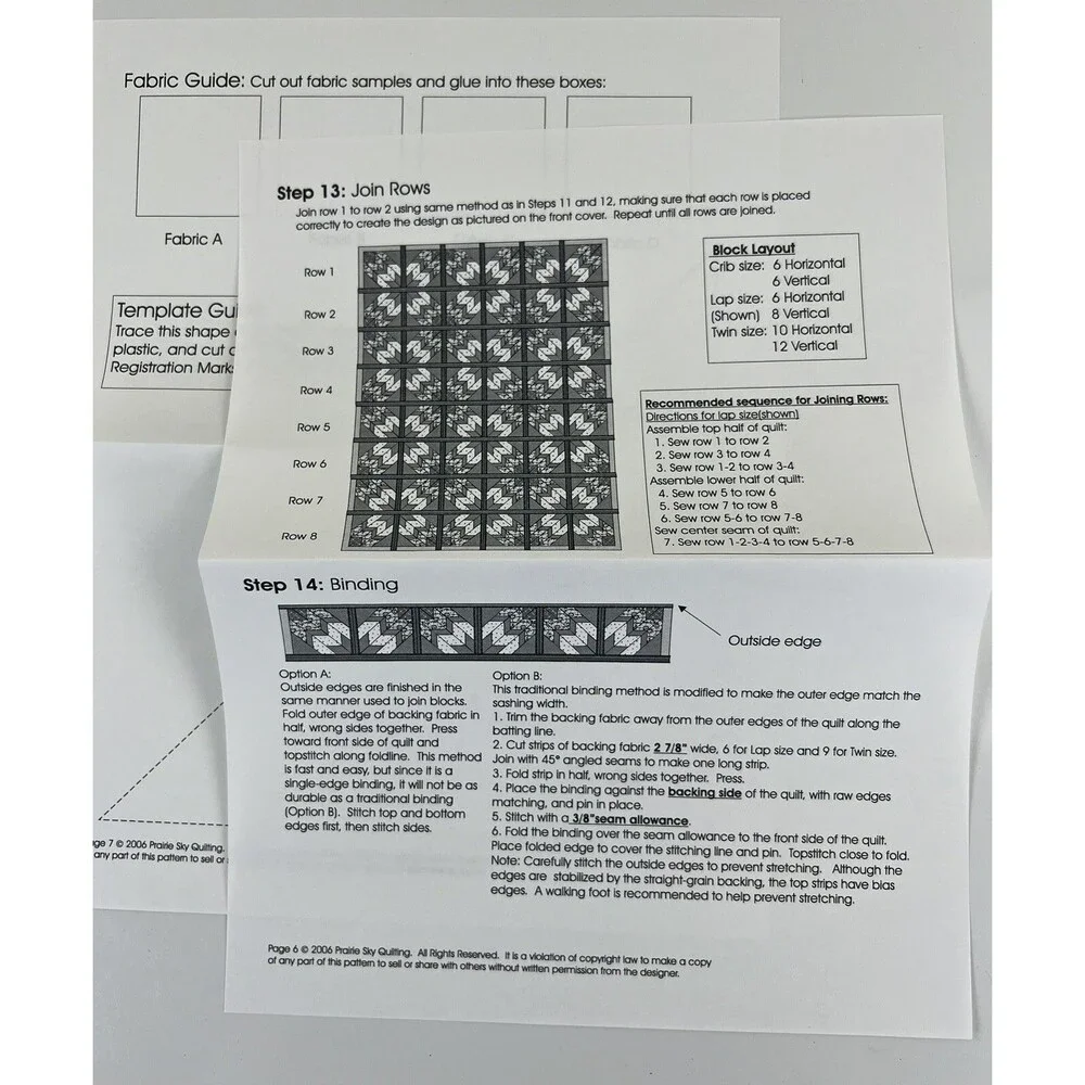 Prairie Sky Quilting, #105, Blooming Blossoms Quilt Instructions Pattern